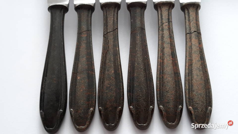 Noże obiadowe BAKELIT Gerlach sztućce PRL śląskie Dąbrowa Górnicza