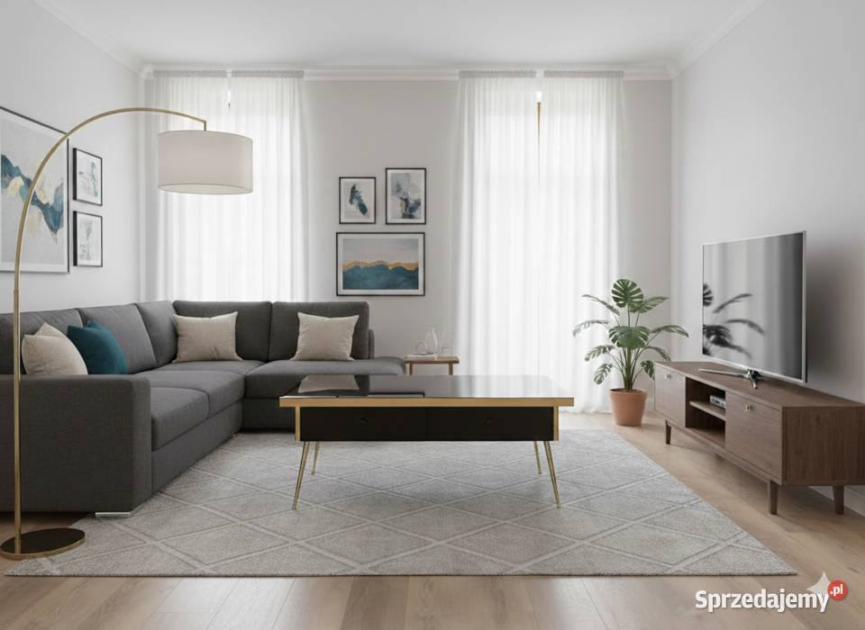 Stolik Kawowy GLAMOUR 100x60 Złote Lustro Czarny Kępno