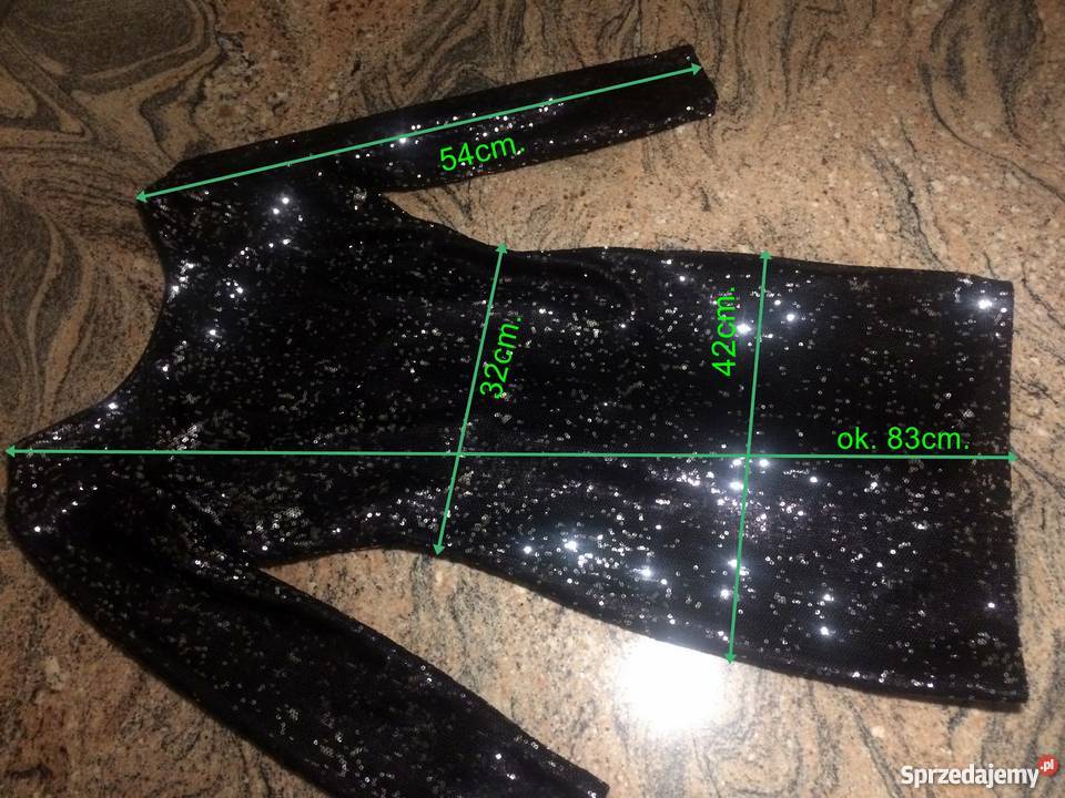 sukienka cekiny Sylwester odkryte plecy Legnica