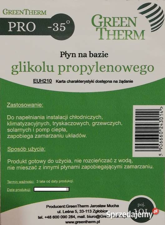 Glikol propylenowy 35 20L sprzedam
