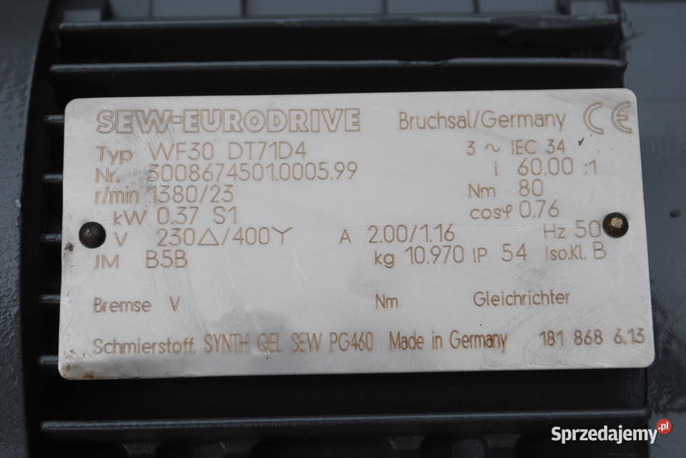 Motoreduktor kątowy 037kw 23obrmin firmy SEW Kargowa