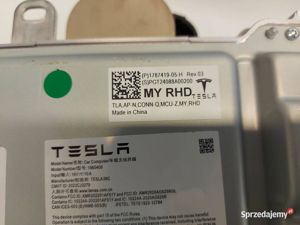 TESLA MODEL Y 2024r MODUŁ STEROWNIK 178741905H Komputery sprzedam