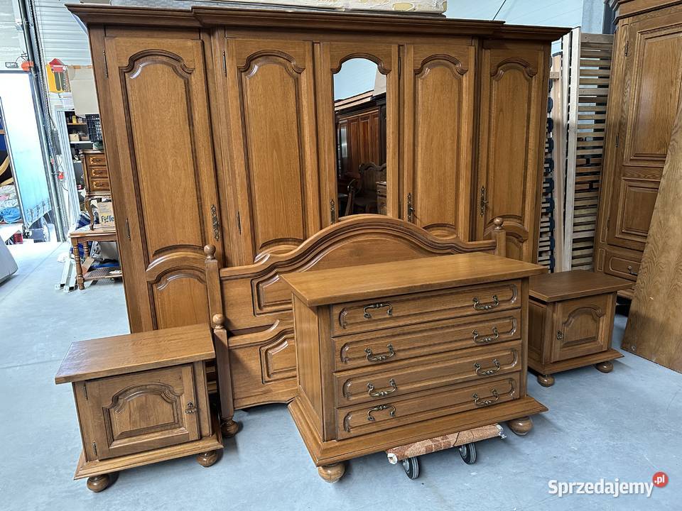 Dębowa sypialnia łóżko 160 szafki komoda lustro Sławoszewek
