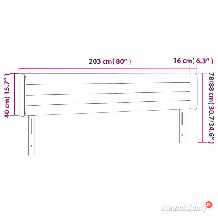 Zagłówek do łóżka z LED taupe 203x16x7888 Warszawa