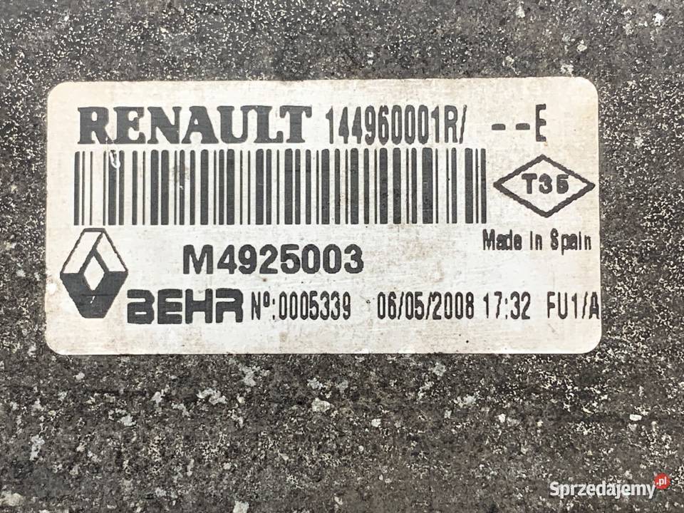 INTERCOOLER RENAULT LAGUNA III 144960001R 20 131 Chłodnice powietrza (intercoolery)