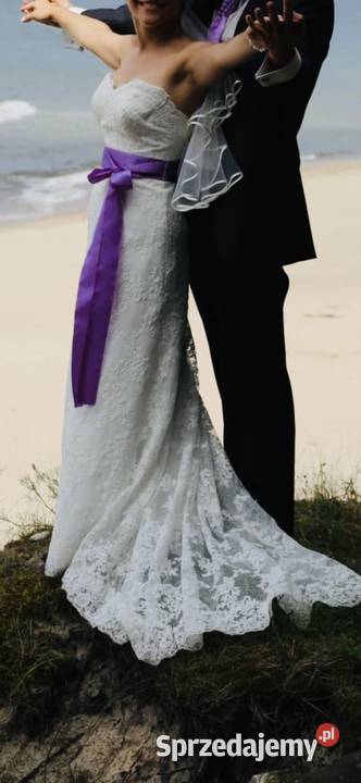 Piękna suknia ślubna z hiszpańskiej KORONKI 2 Mysłowice sprzedam