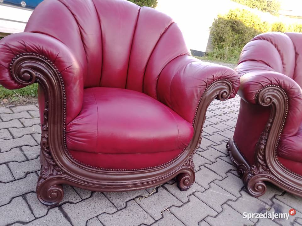 Komplet AFRODYTA 311 i Ława Dąb skóra Wiśnia Kozy