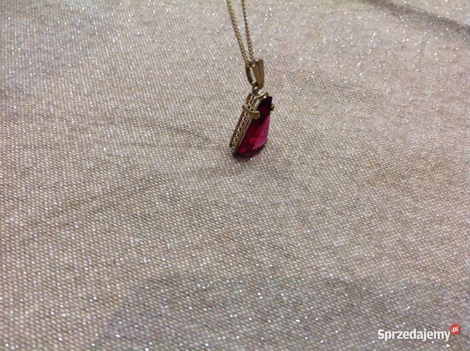 Stara Zawieszka Pozłacana Wisiorek z Czerwonym Nowa Sól
