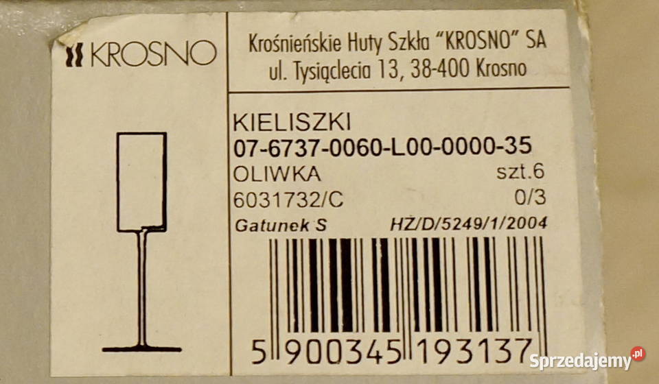 Komlet 6 kieliszkow do likieru wódki KROSNO Giżycko