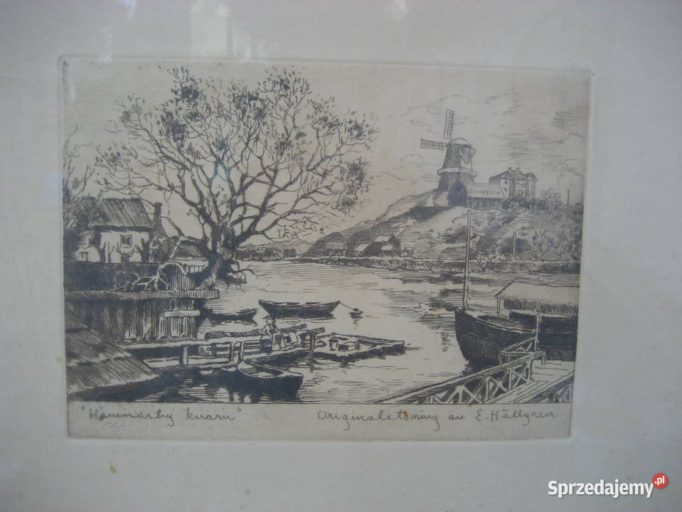 Litografia Ernst Hellgreen Hammarby Kvarn Warszawa