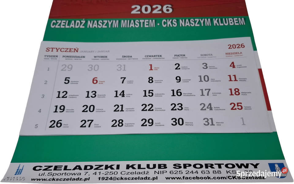 Kalendarz 2026 Czeladzki Klub Sportowy CKS śląskie Czeladź
