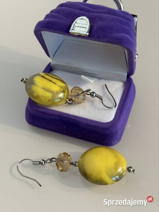 Kolczyki wiszące z żółtymi kamieniami Pruszków