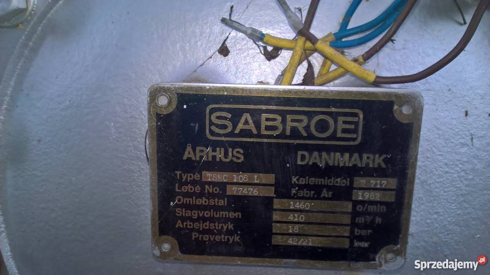 Sprezarka agregat chlodniczy Sabroe zachodniopomorskie Sarbinowo