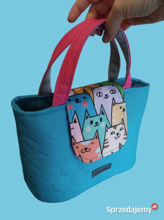 Niebieska Torebka Koszyk w KOTKI handmade