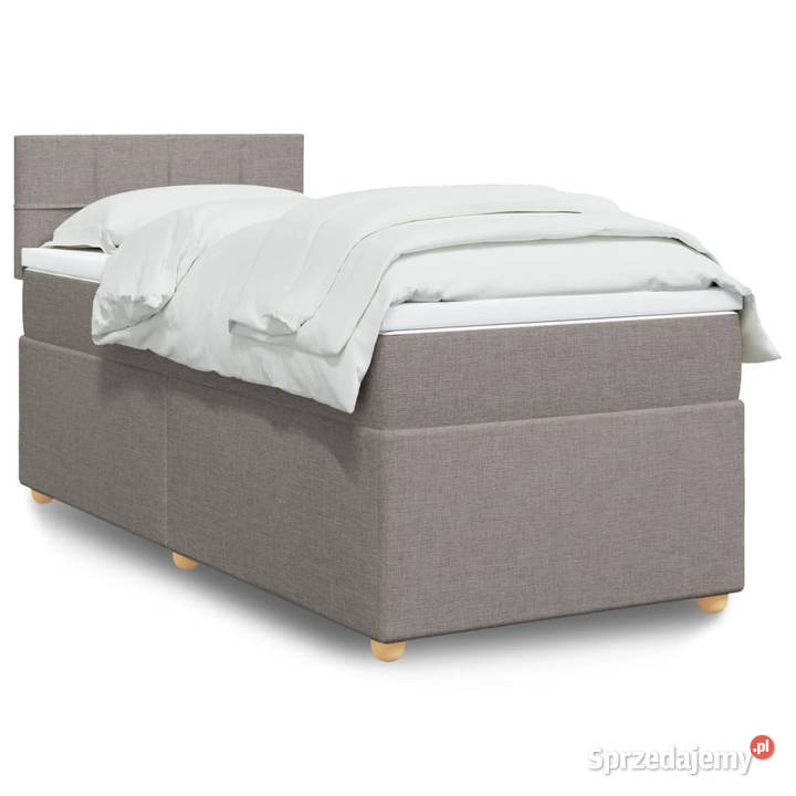 Łóżko kontynentalne z materacem taupe tkanina 100cm Warszawa