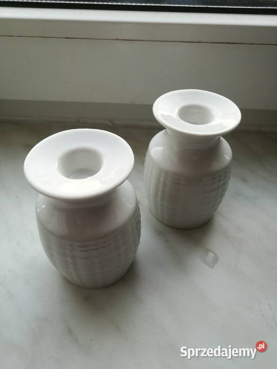 Porcelitowe świeczniki białe Choszczno sprzedam