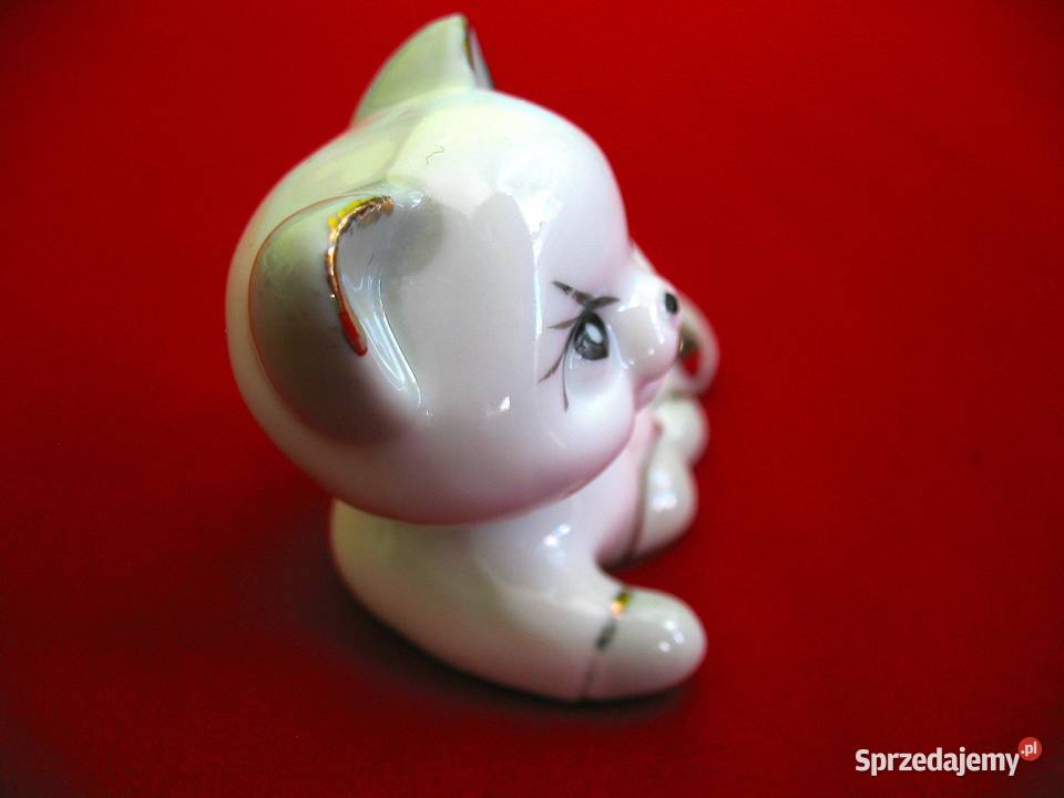 Kot biały mały kotek porcelana 5 x 7 x 4 Dekoracje i ozdoby Siedlce