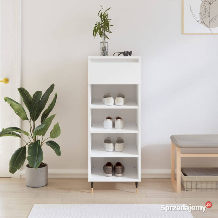 Szafka na buty wysoki połysk biała 40x36x105 Na buty