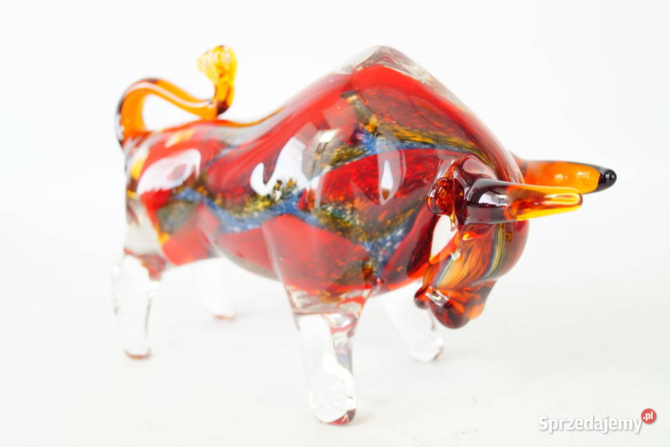 Byk z Wall Street szklana figura Murano style Antyki, Sztuka, Kolekcje wielkopolskie