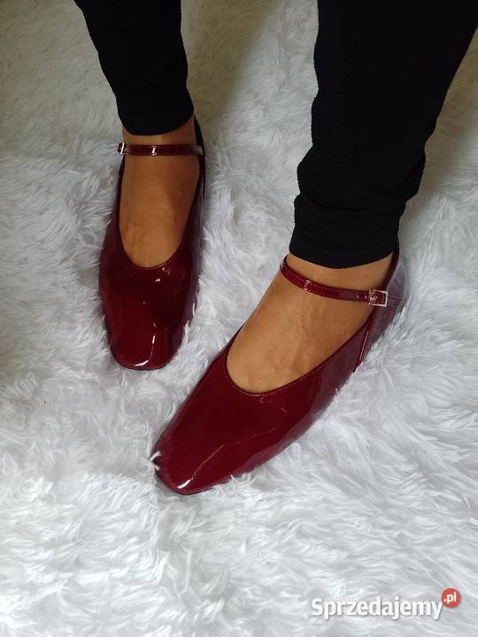 4041 Bordowe Baleriny wieczorowe z zapięciem Kraków