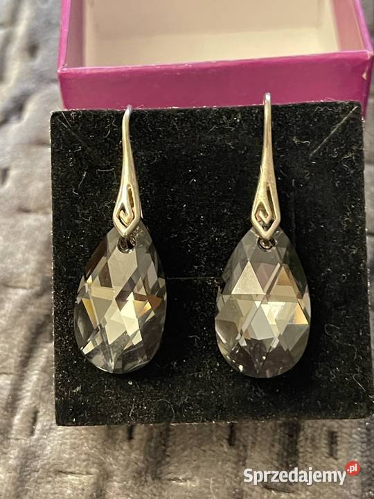 SwarovskiKolczyki SrebrneKryształ Silver Night
