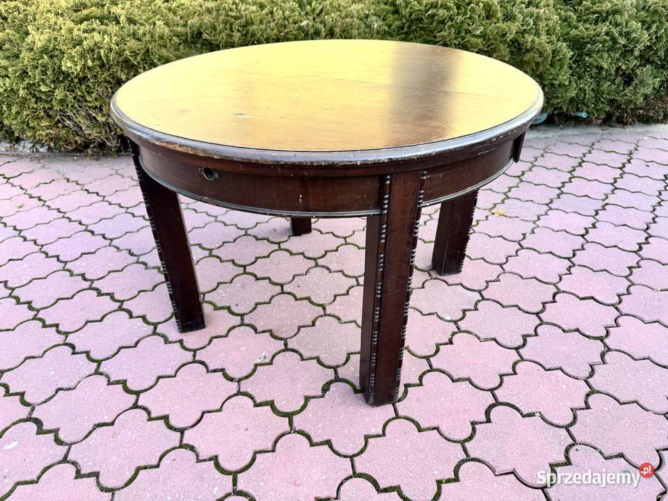 Stół okrągły stary stylowy PRL art deco vintage