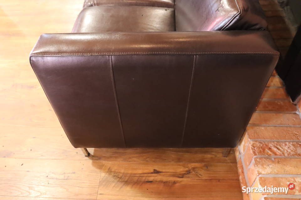 Sofa 2miejscowa brązowa skóra do renowacji