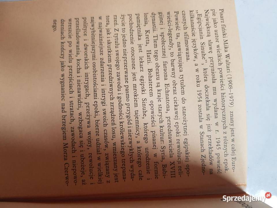 Egipcjanin Sinuhe Mika Waltari 1 2 część ISBN 8360225494 Kultura i Rozrywka Kielce