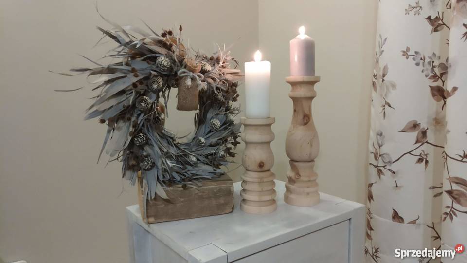 Świecznik drewniany ręcznie toczony rękodzieło Dekoracje i ozdoby Bydgoszcz