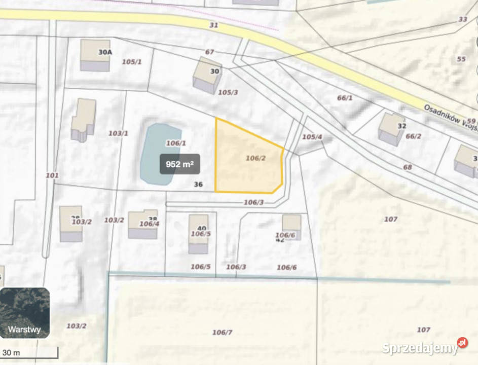 sprzedaży działki Miłocin 952m2