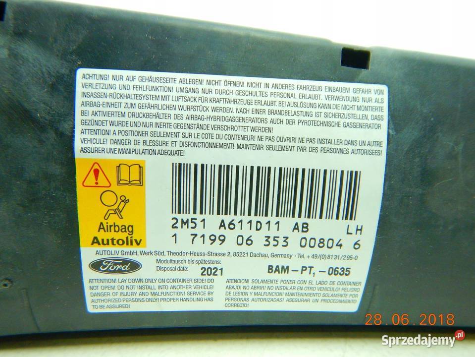 PODUSZKA POWIETRZNA PAS FORD FOCUS 9805 osobowe