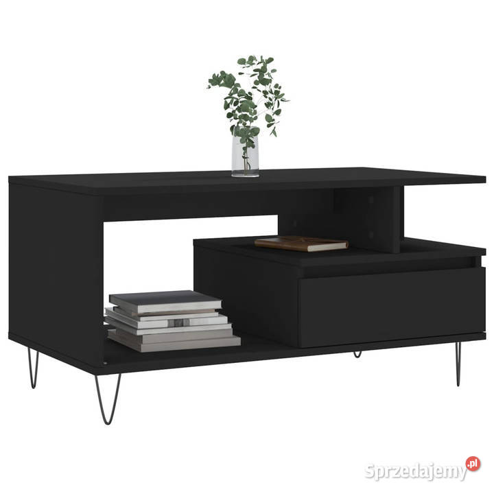 Stolik kawowy czarny 90x49x45 materiał Warszawa