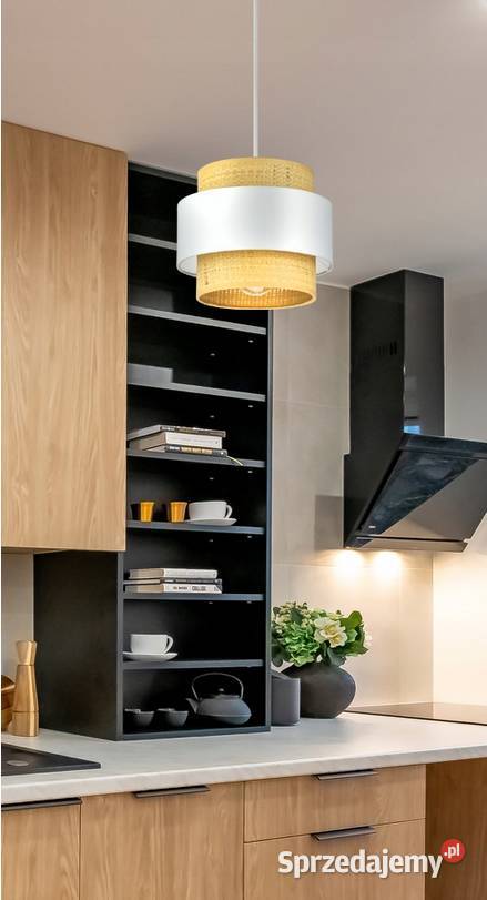 Lampa Sufitowa Żyrandol Biała Czarna Rattan BOHO Lampy wiszące