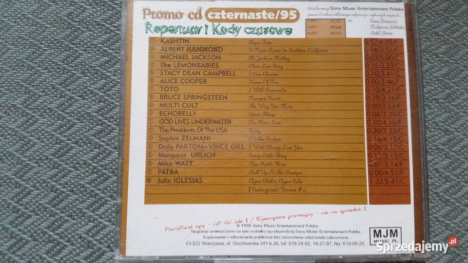 Promo cd czternaste95 1995 Sony MusicMJM