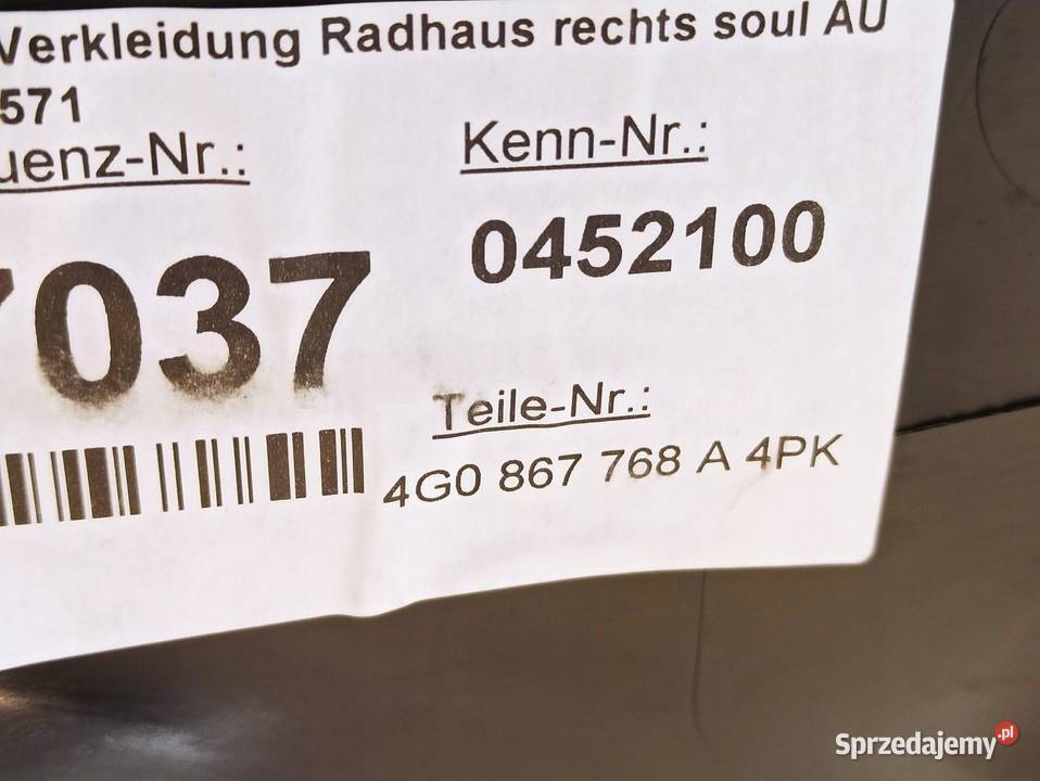 AUDI A6 C7 4G0 OSŁONA PROGU SŁUPKA PRAWY TYŁ