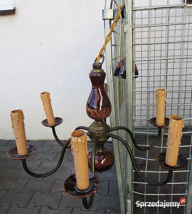 Żyrandol 6ramienny Ceramika Mirostowice PRL
