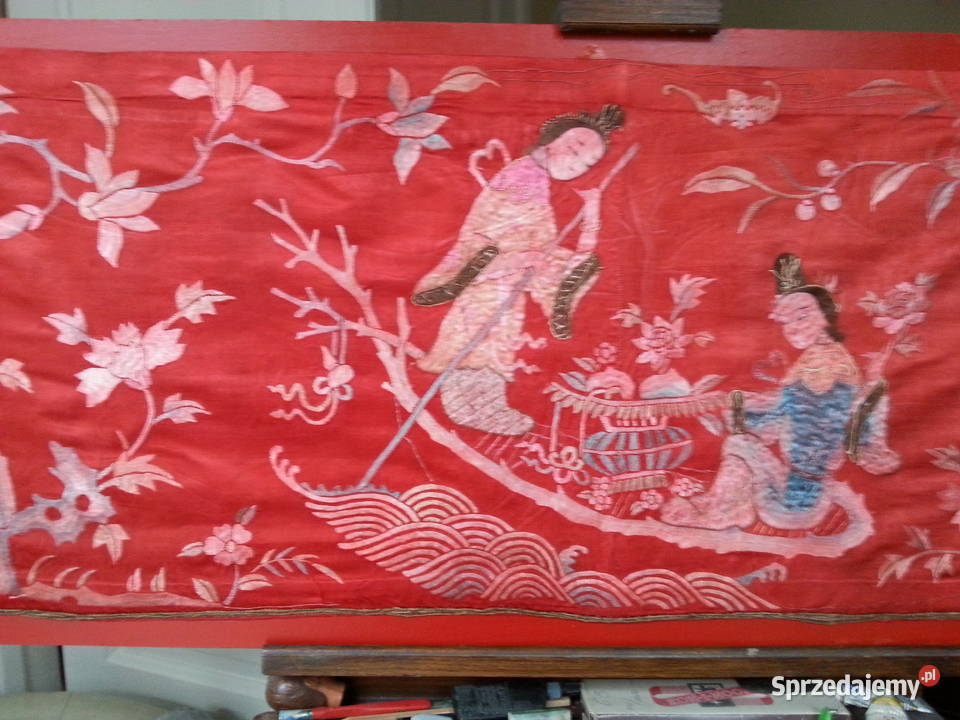 UNIKAT org XIXwieczny panel z chińskim haftem z kujawsko-pomorskie Bydgoszcz