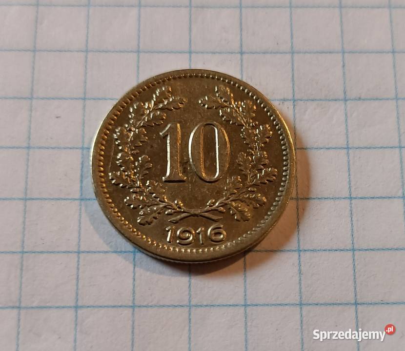 10 HALERZY 10 HELLER 1916 AUSTROWĘGRY Numizmatyka lubelskie Piszczac