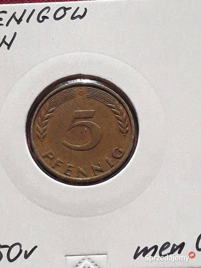5 Fenigów RFN 1950 r men G Numizmatyka wielkopolskie Konin