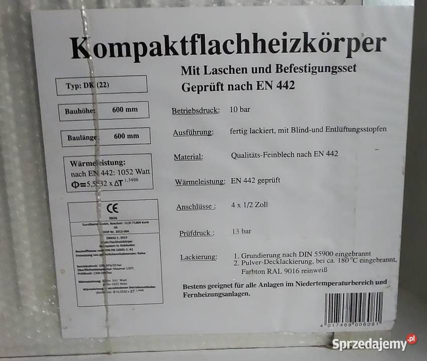 Kompaktowy grzejnik płytowy DK Typ 22 Biłgoraj sprzedam