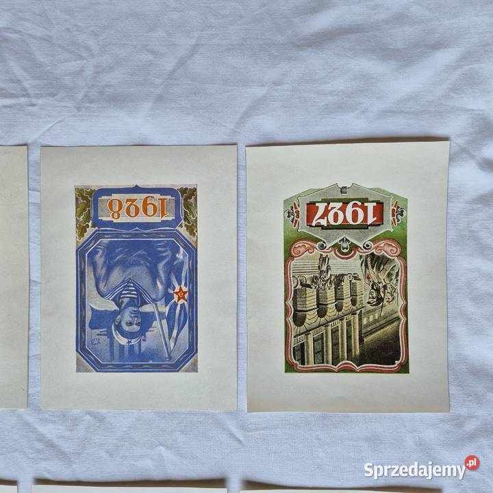 8 kart plakatów ZSRR lata 1927 1945 unikat Brzesko