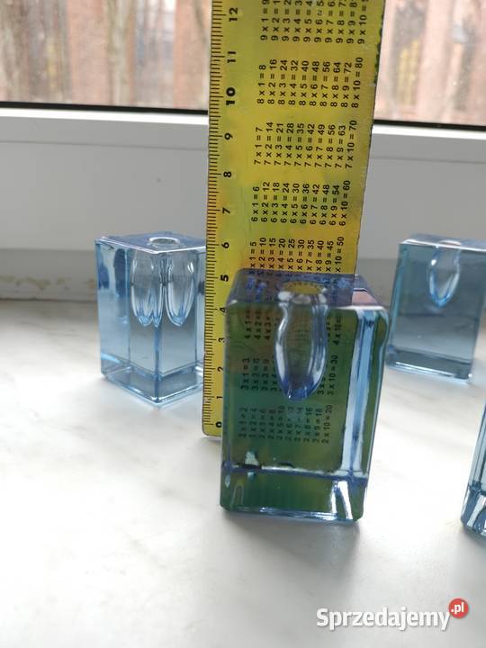 Niebieskie szklane świeczniki zestaw Choszczno