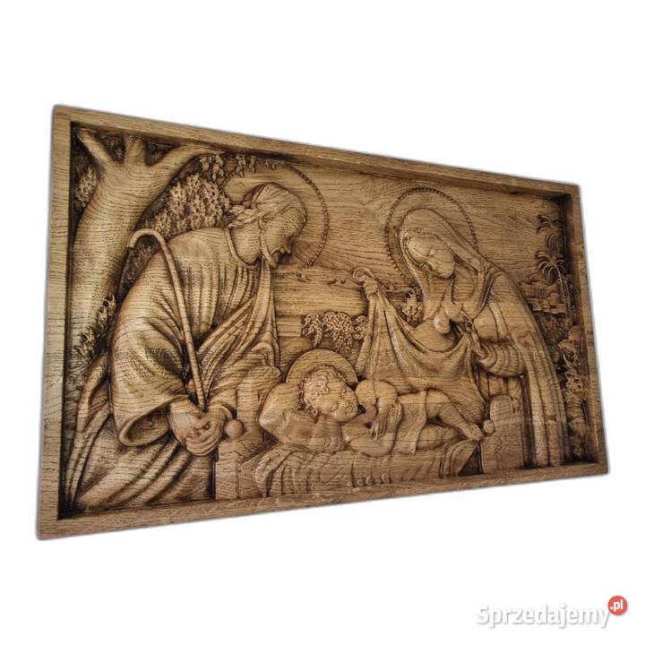 Narodzenie Pańskie drewniane płaskorzeźba Malechowo