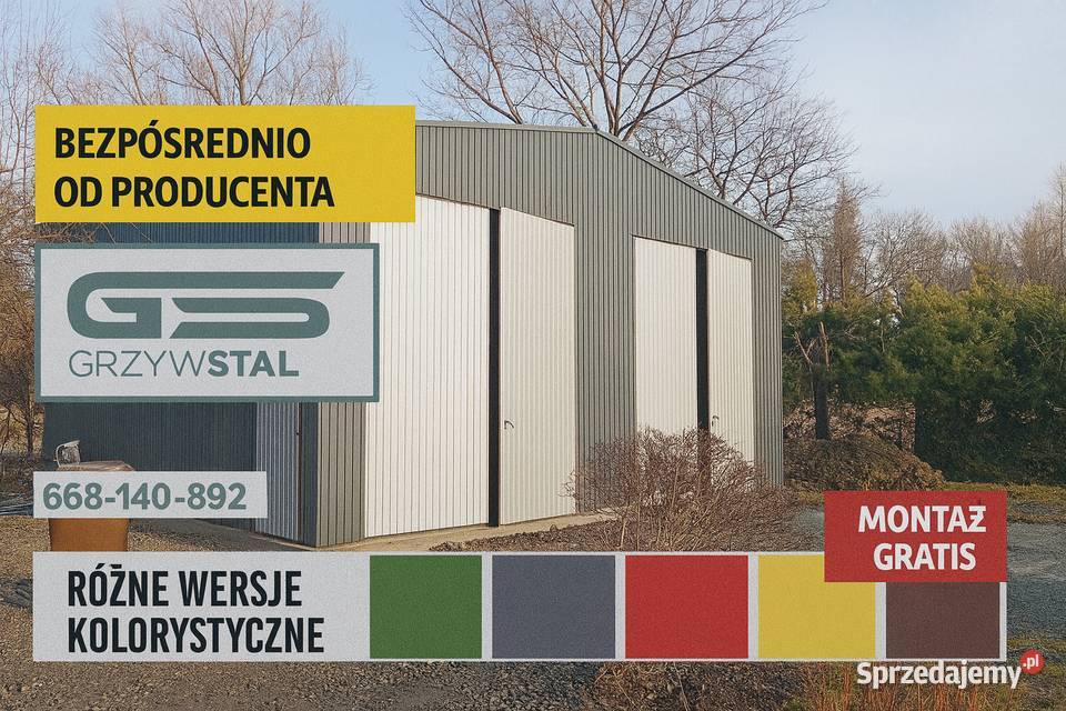 Grafitowy GARAŻ BLASZANY Magazyn Wiata Hala łódzkie Bełchatów