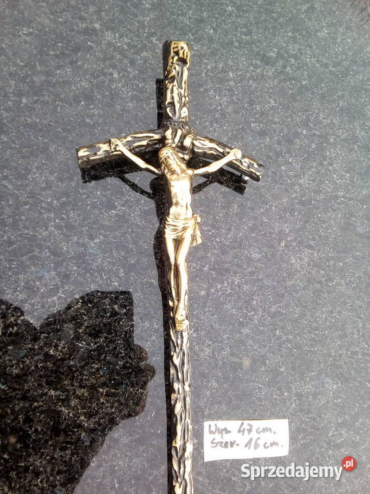 Krzyż papieski mosiężny chromowany dewocjonalia Strzegowo