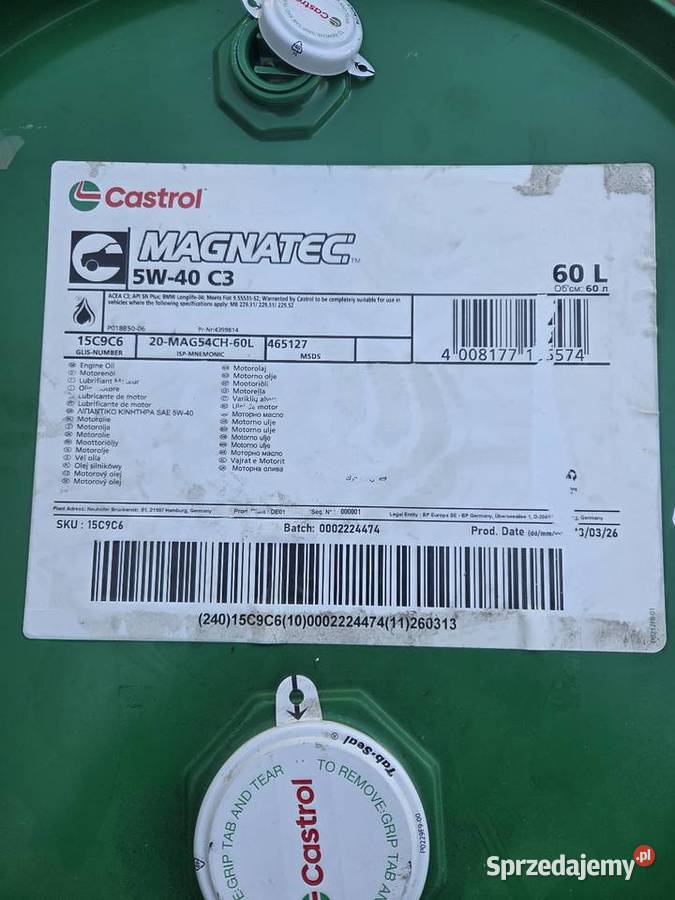 Olej castrol 5w40 60l Ciechanowiec sprzedam