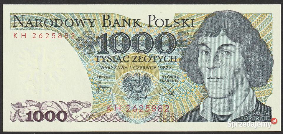 POLSKA 1000 złotych 1982 KH KOPERNIK STAN UNC Łódź