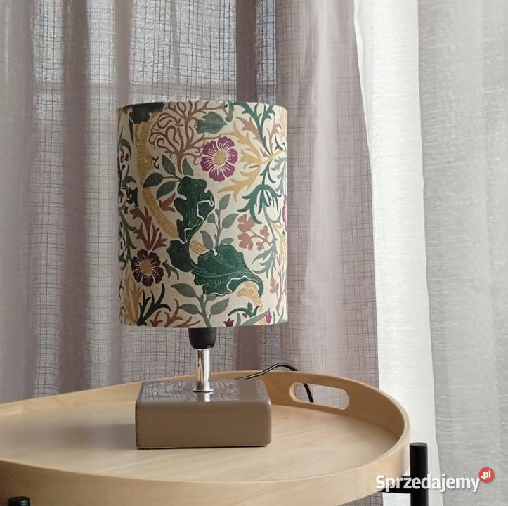 Lampka nocna ceramiczna z abażurem z tkaniny łódzkie Aleksandrów Łódzki