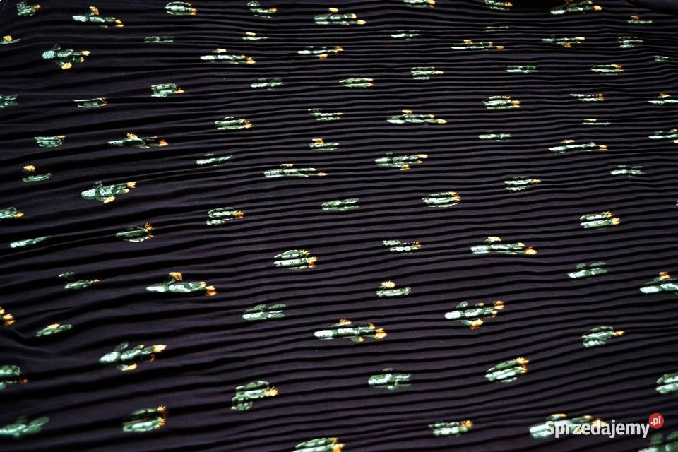 Sukienka Zara L czarna plisowana kaktusy print Zara Płock