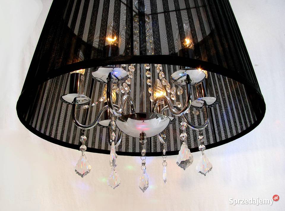 Lampa wisząca czarna kryształki III Szczecinek sprzedam